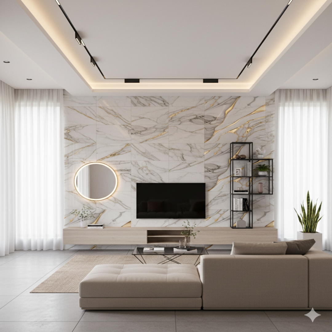 Panel Adhesivo Mármol Marfil Dorado 30cmx60cm x10 unidades
