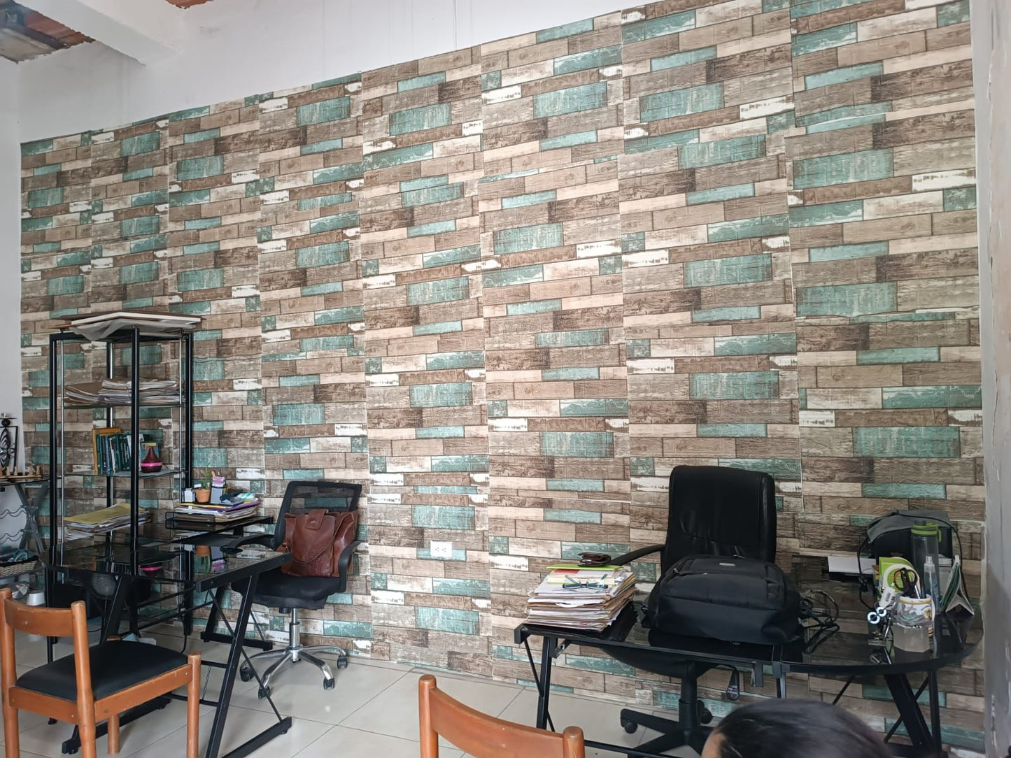 Panel adhesivo 3D Madera Turqueza
