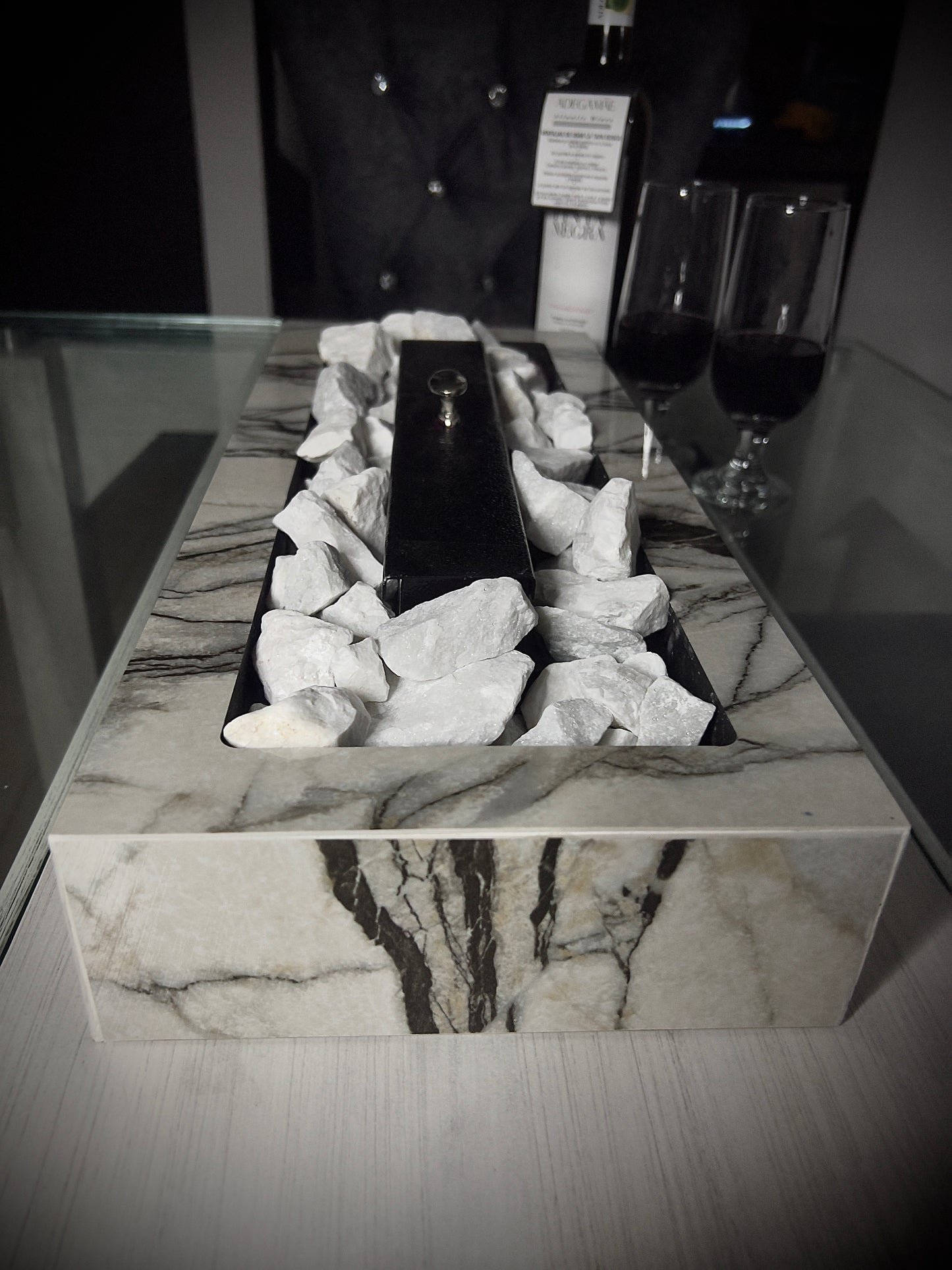 Chimenea portátil de lujo 70x20 blanca Marfil