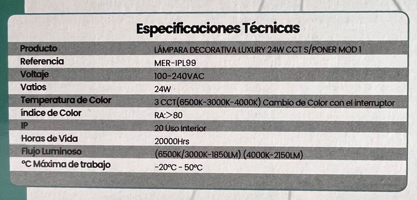 Lampara LED decorativa 24W MOD1