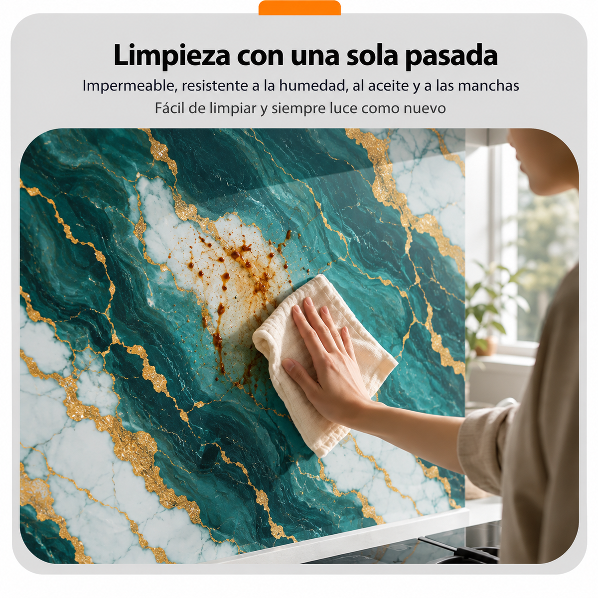 Rollo de mármol adhesivo Río de Oro UVS-5 - 1.20 x 2.40 Metros