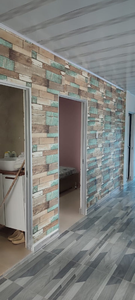 Panel adhesivo 3D Madera Turqueza