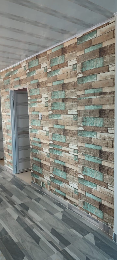 Panel adhesivo 3D Madera Turqueza