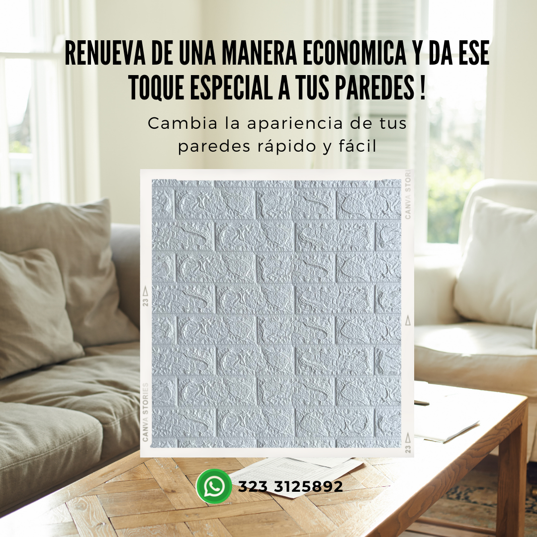 Panel Adhesivo 3D Gris Piedra