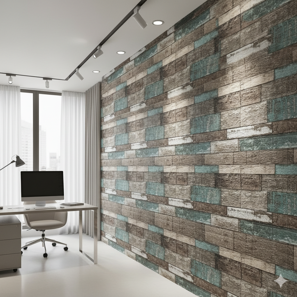 Panel adhesivo 3D Madera Turqueza