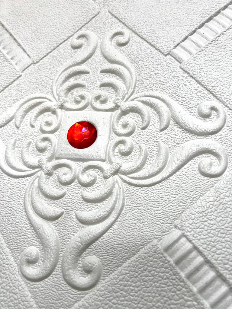 Panel Adhesivos 3D Mosaico Blanco Piedra Roja 70x70