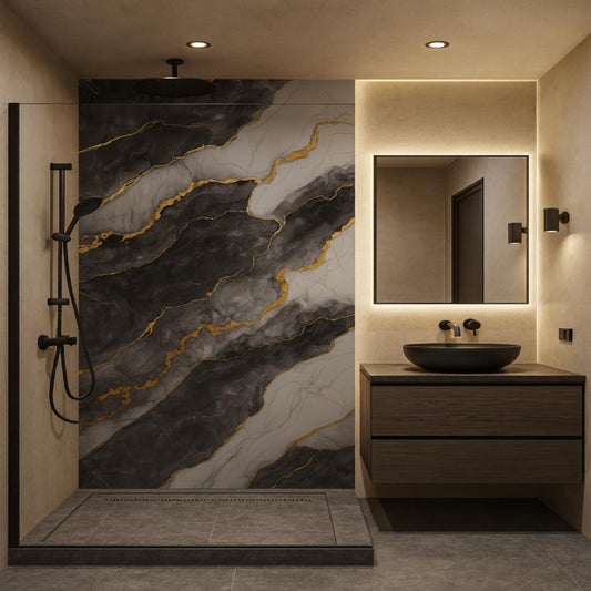 Rollo de mármol adhesivo Travertino dorada