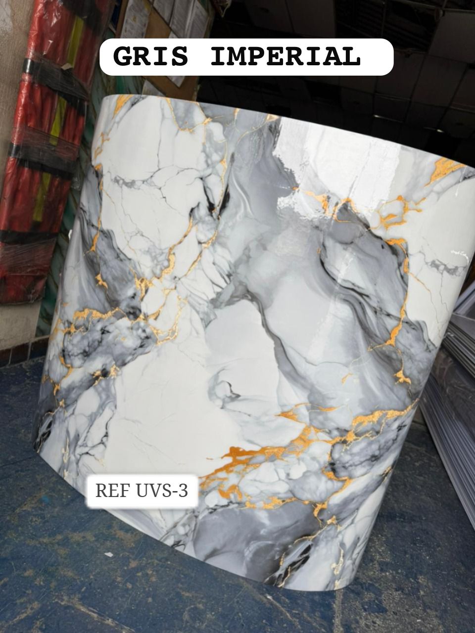 Rollo de mármol adhesivo Gris imperial UVS-3