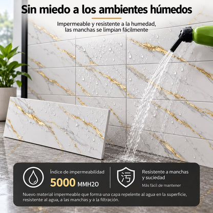 Panel Adhesivo Mármol Marfil Dorado 30cmx60cm x10 unidades