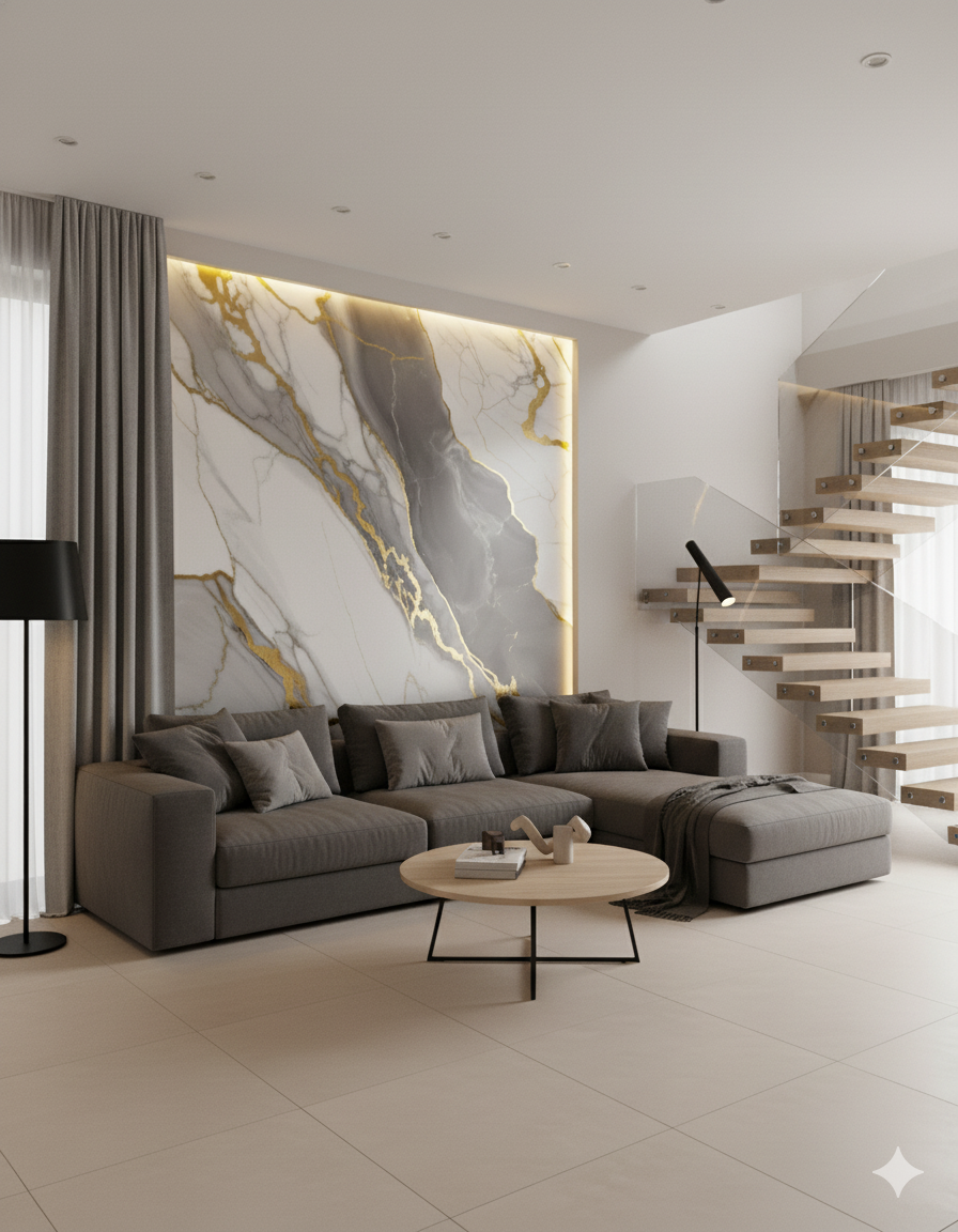 Rollo de mármol adhesivo T1 Gris Aureo