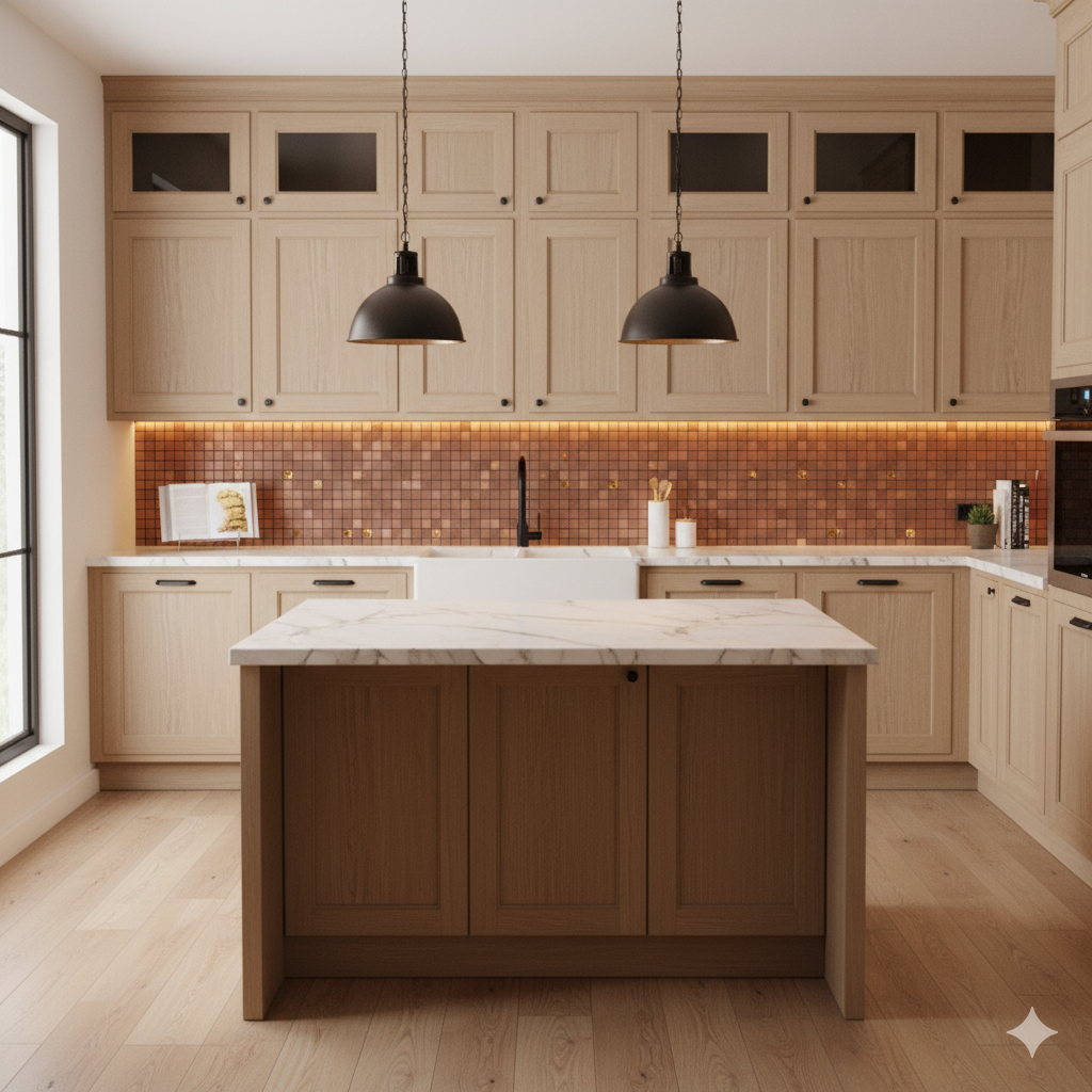 Mosaico Adhesivo Cenefa cobre