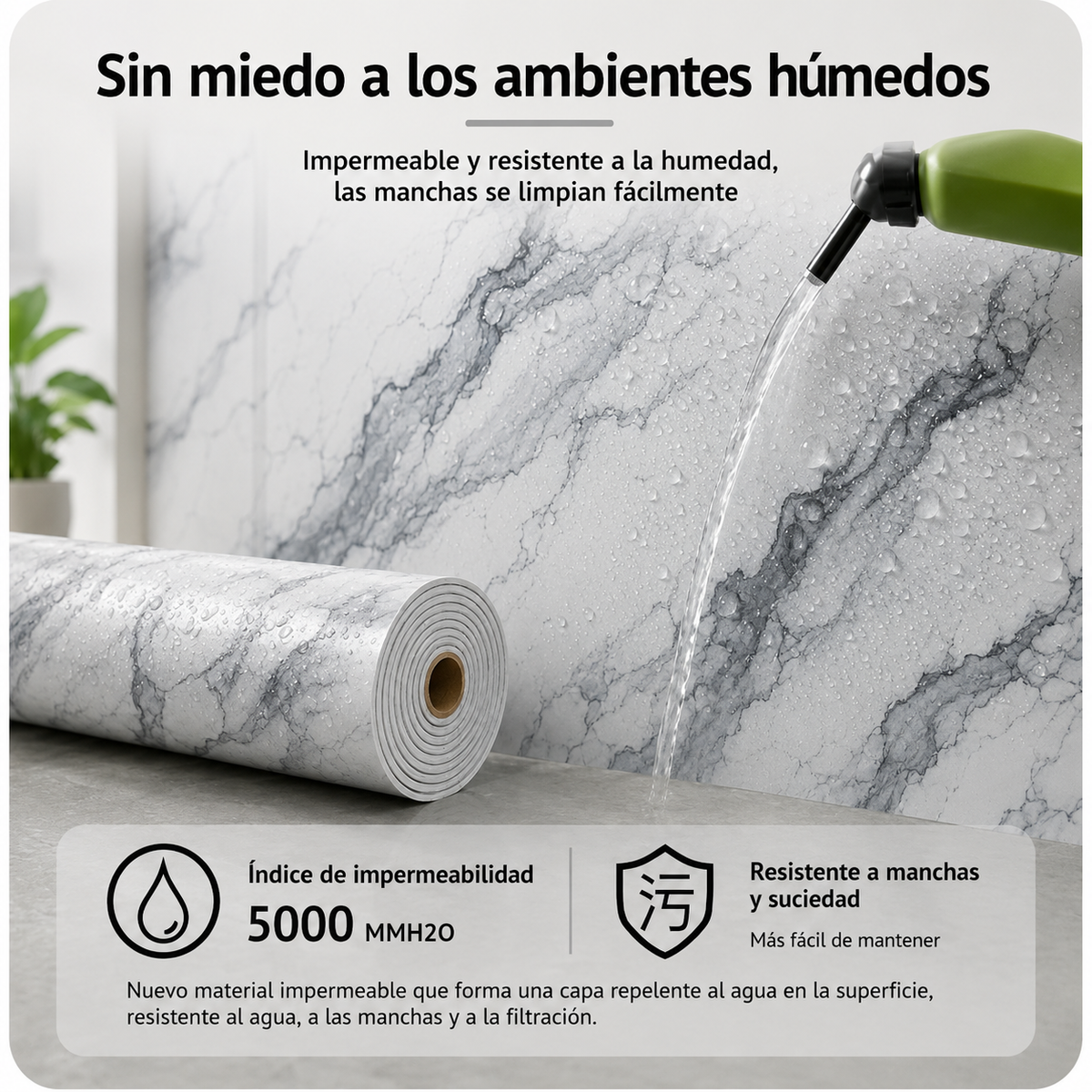 Lamina Mármol Flexible Adhesiva Gris imperial UVS-3 -1.20 x 2.40 Metros