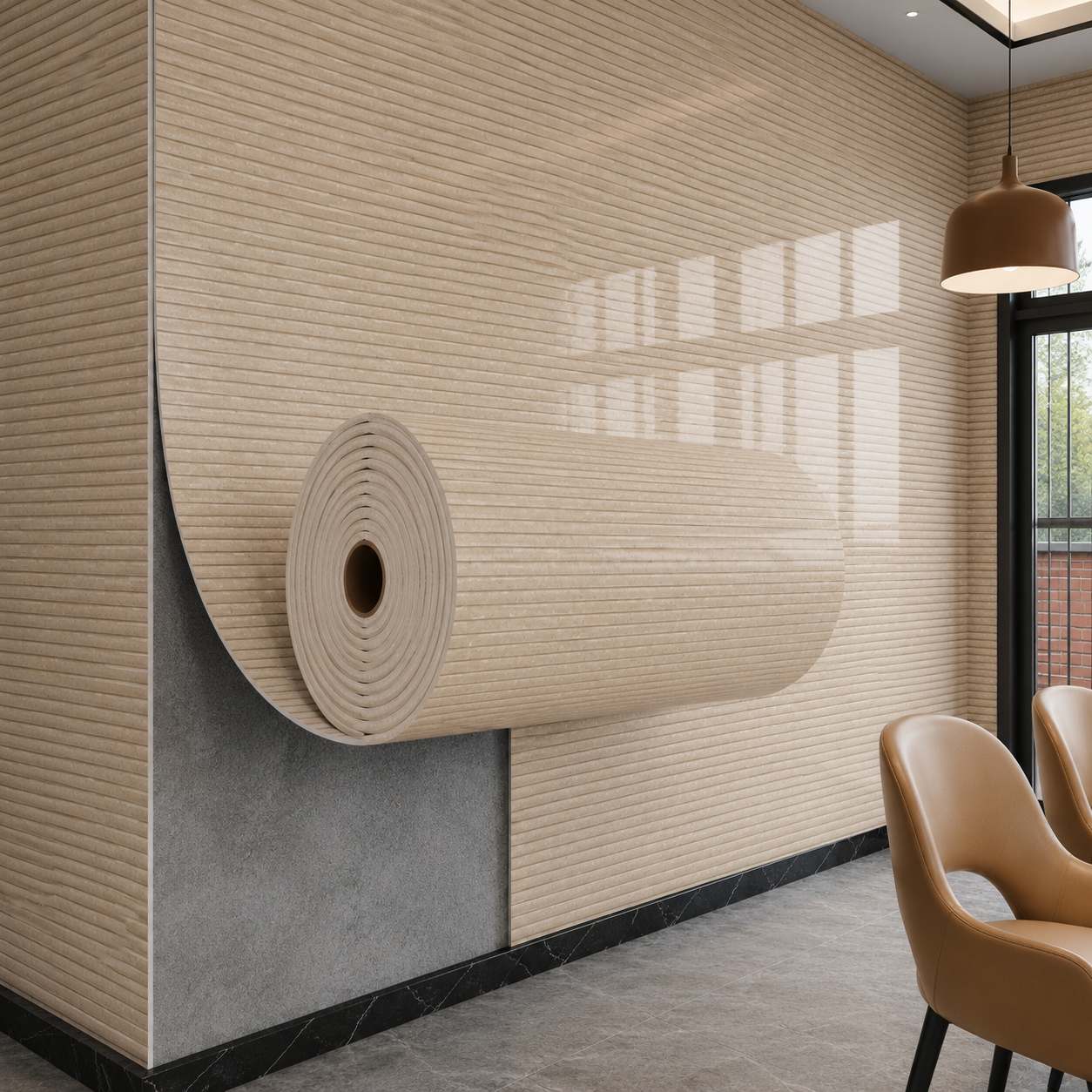 Rollos de Mármol Adhesivos Madera Beige QDF114 - 1.20 x 2.40 Metros