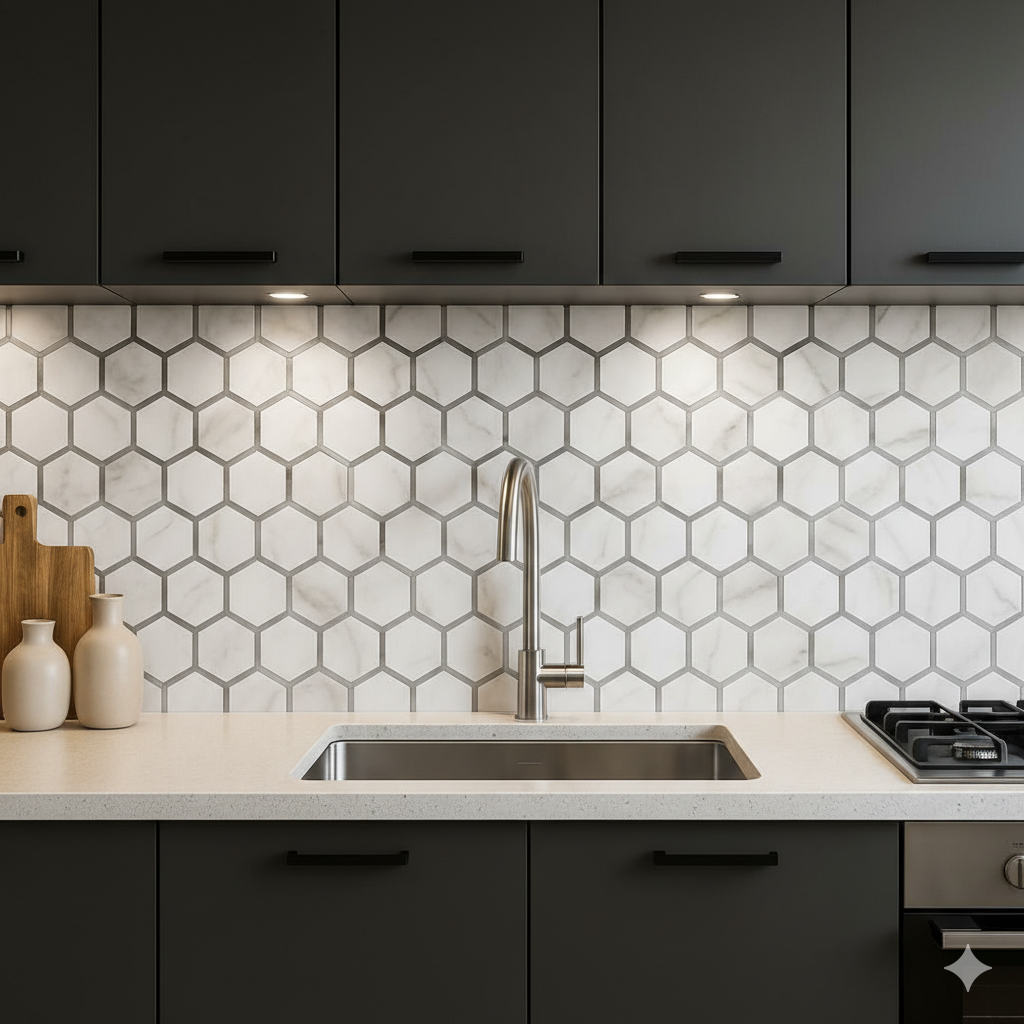 Mosaico Adhesivo Panal plata