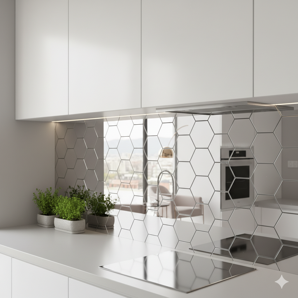 Mosaico Adhesivo Espejo hexagonal