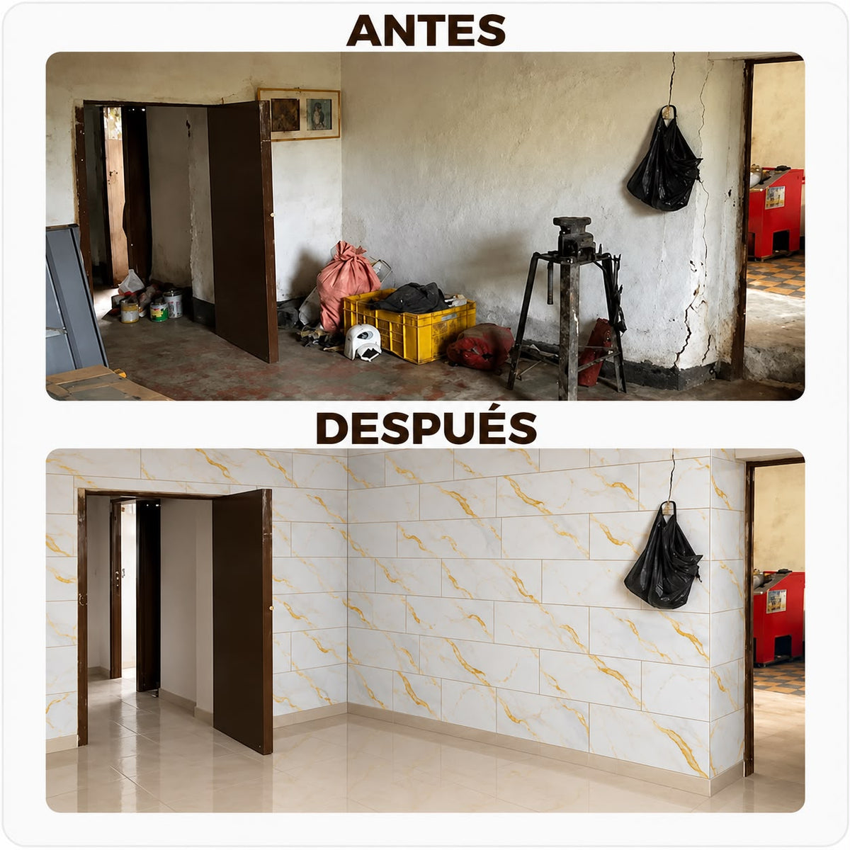 Panel Adhesivo Mármol F001 30cmx60cm x10 unidades