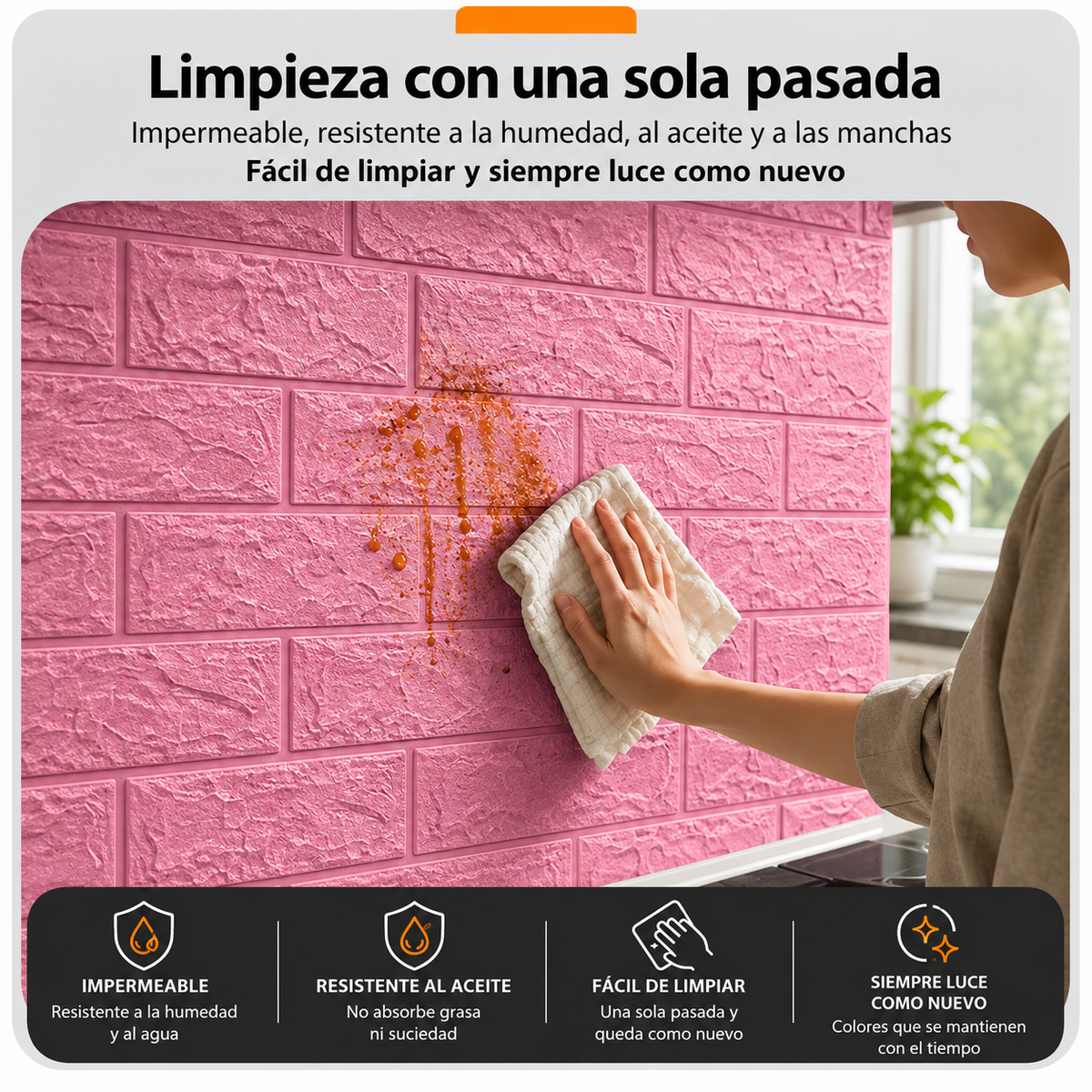 Panel adhesivos 3D Rosado 70x70