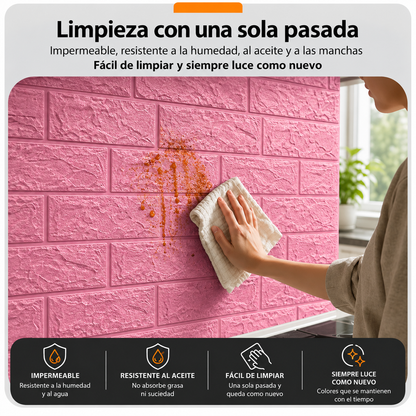 Panel adhesivos 3D Rosado 70x70
