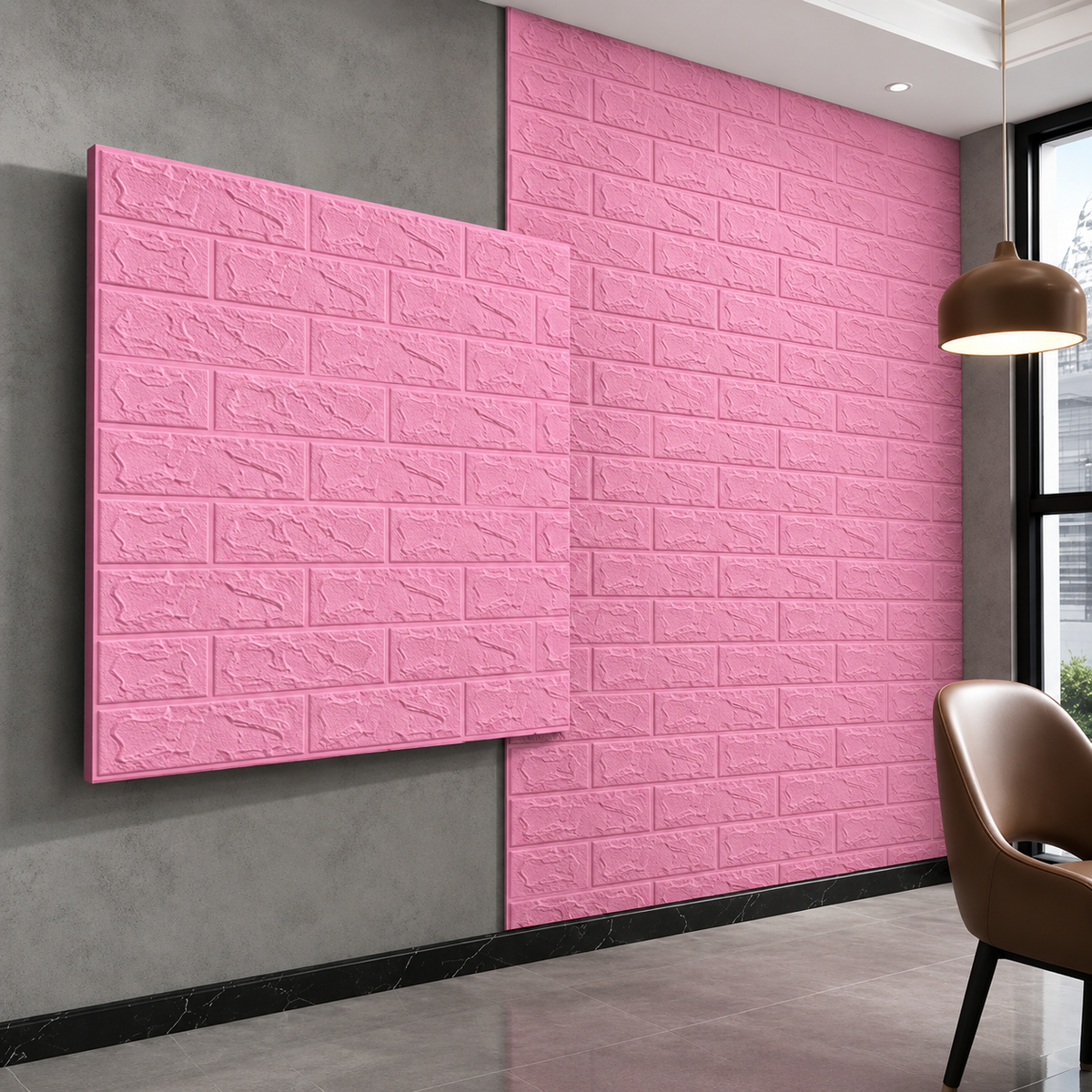 Panel adhesivos 3D Rosado 70x70