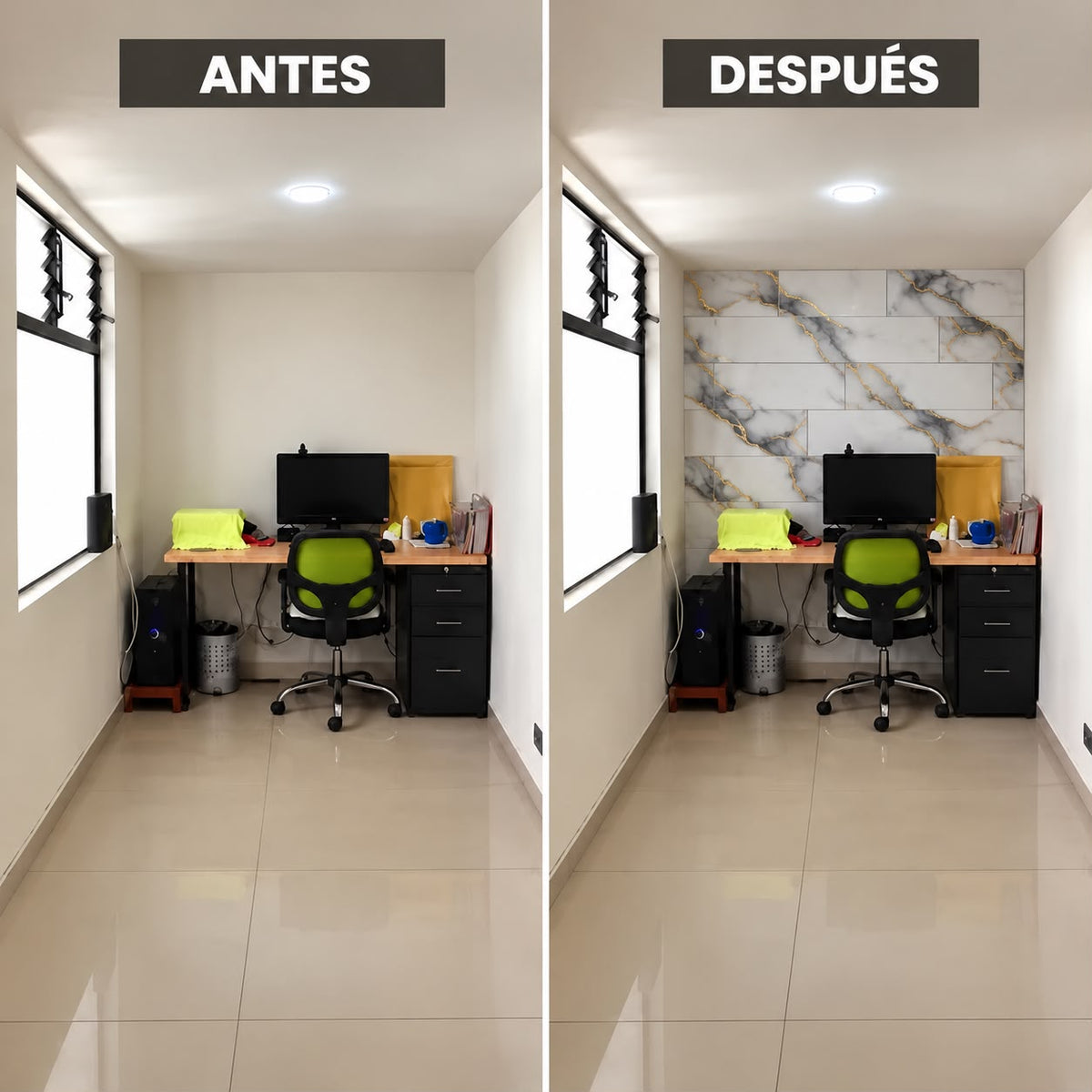 Panel Adhesivo Mármol Lluvia Dorada 30cmx60cm x10 unidades