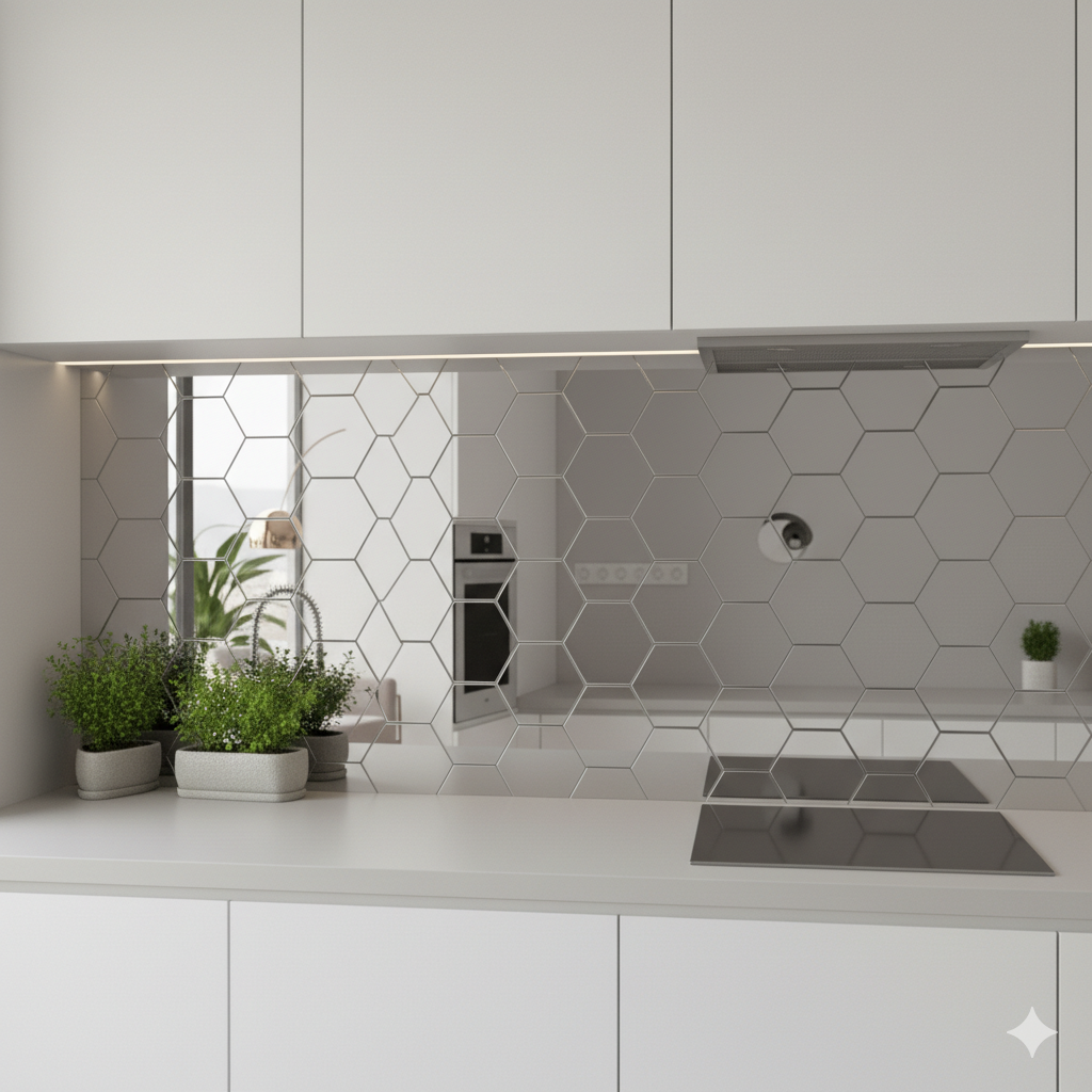 Mosaico Adhesivo Espejo hexagonal