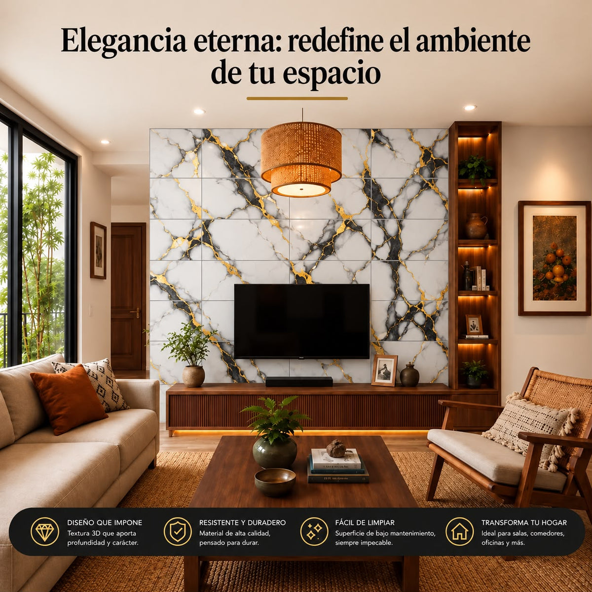 Panel Adhesivo Mármol F002 30cmx60cm x10 unidades