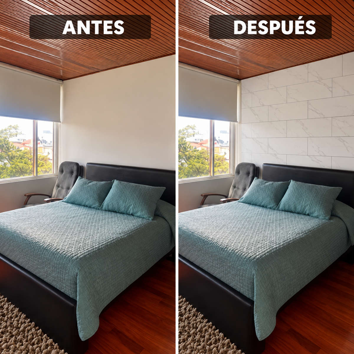 Panel Adhesivo Mármol Nube de Plata 30cmx60cm  x10 unidades