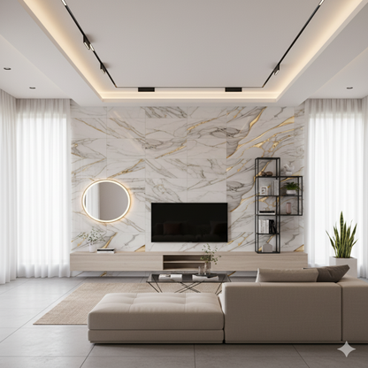 Panel Adhesivo Mármol Marfil Dorado x10 unidades