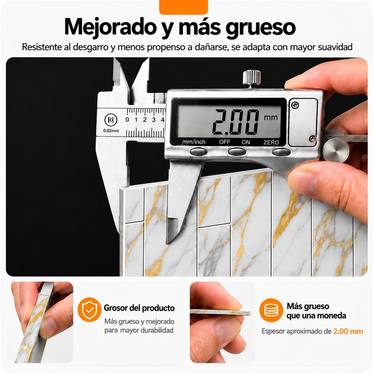 Panel Adhesivo Mármol  Blanco con Vetas Oro 30cmx60cm x10 unidades