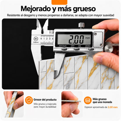 Panel Adhesivo Mármol  Blanco con Vetas Oro 30cmx60cm x10 unidades