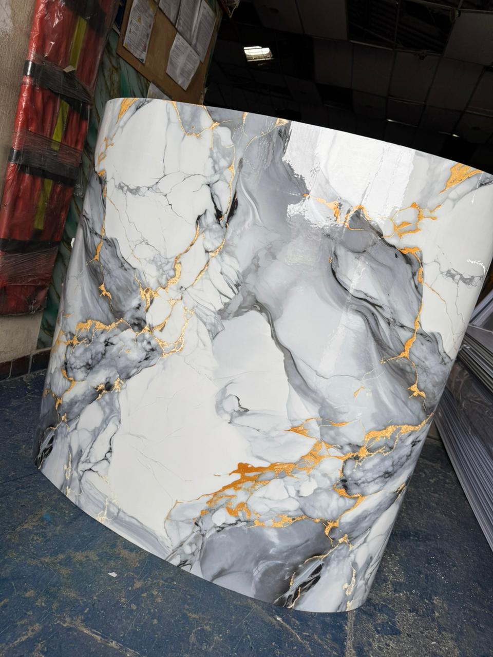 Rollo de mármol adhesivo Gris imperial UVS-3