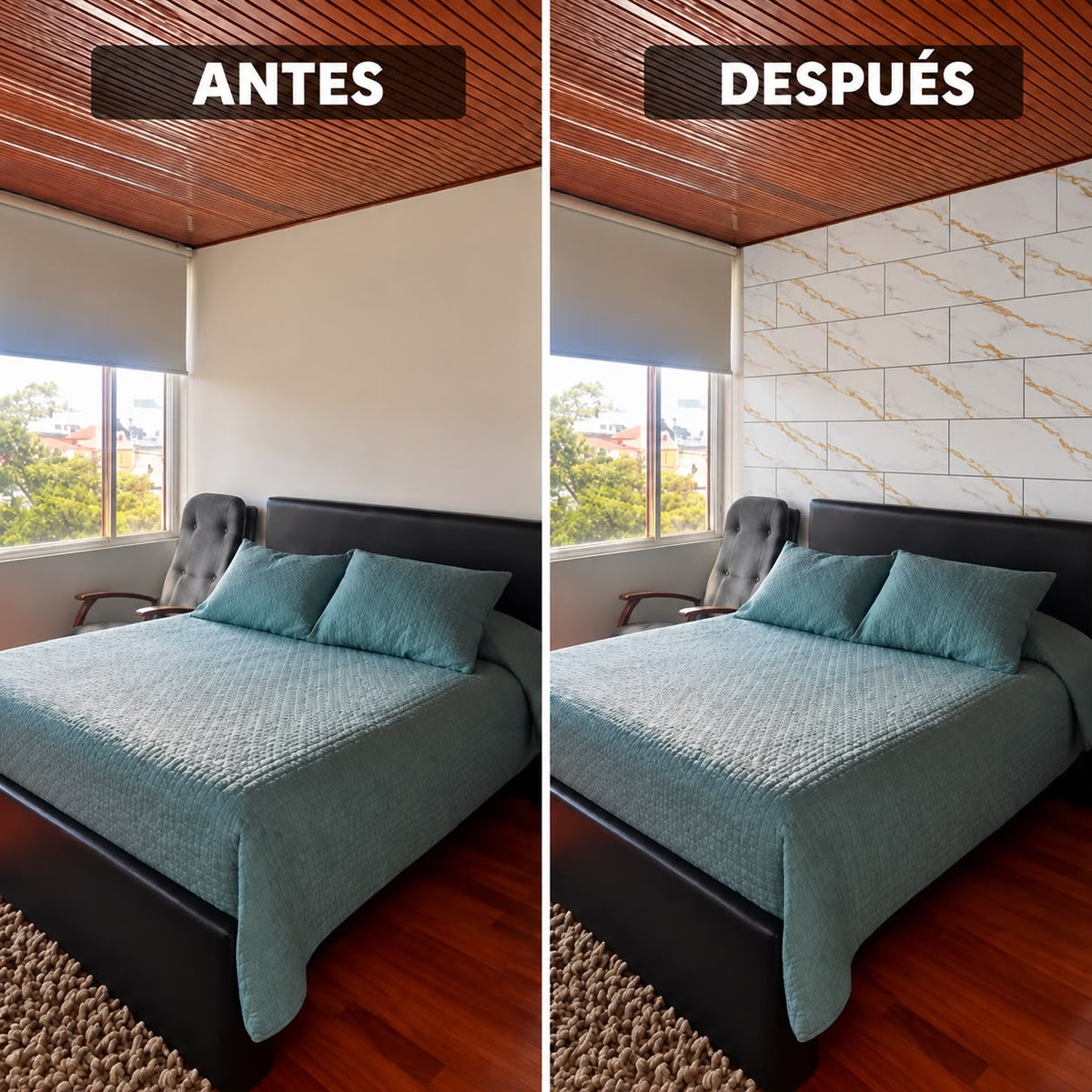 Panel Adhesivo Mármol Marfil Dorado 30cmx60cm x10 unidades