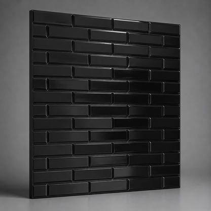 Panel adhesivo 3D Oblicuo negro 70x70