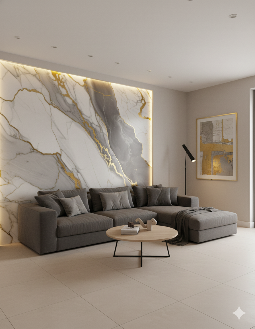 Rollo de mármol adhesivo T1 Gris Aureo