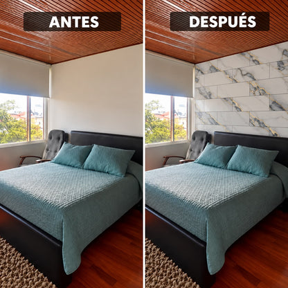 Panel Adhesivo Mármol Lluvia Dorada 30cmx60cm x10 unidades