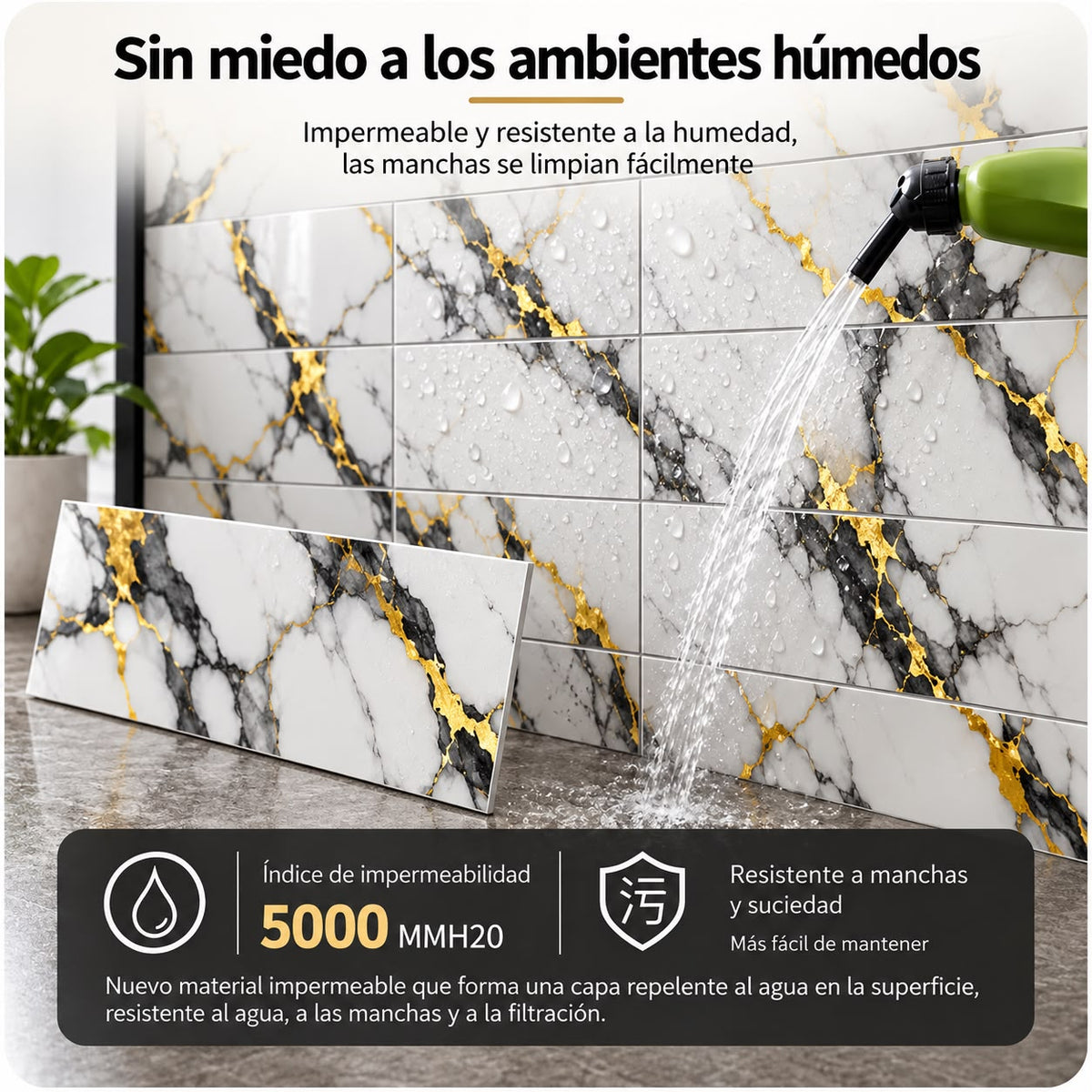 Panel Adhesivo Mármol F002 30cmx60cm x10 unidades