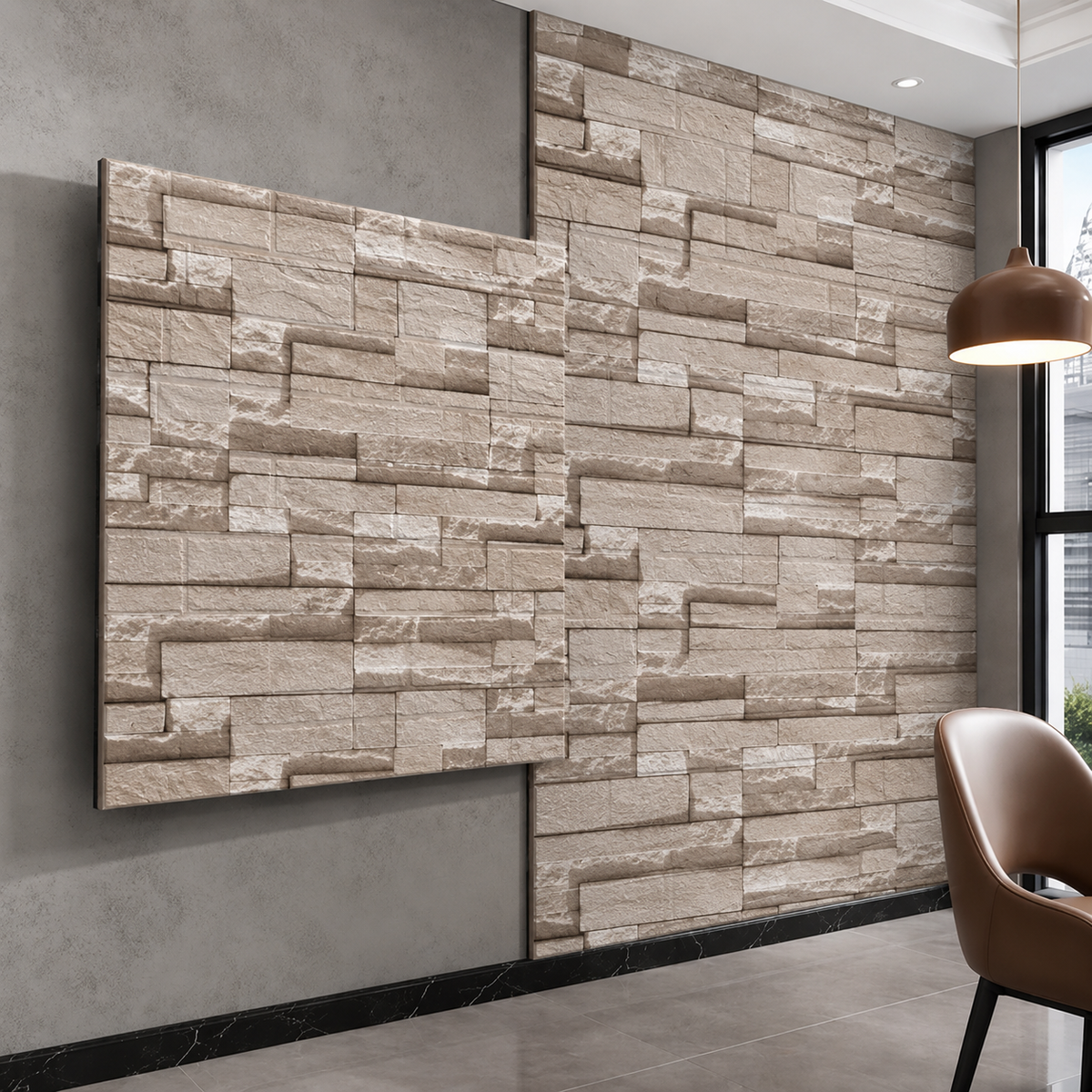 Panel Adhesivo lajas marrón claro 70x70