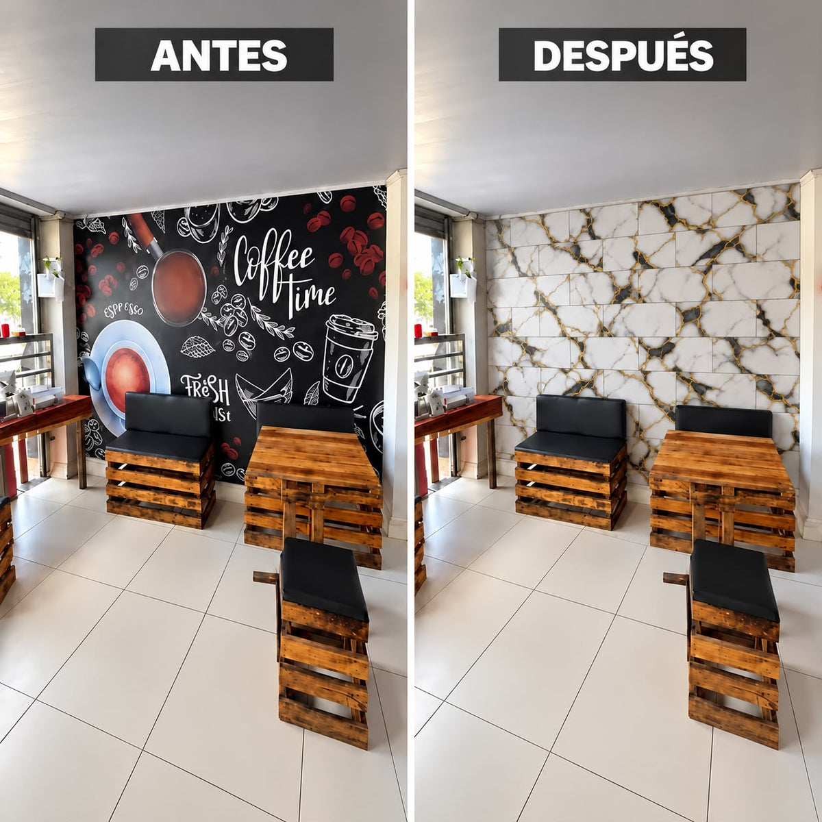 Panel Adhesivo Mármol F002 30cmx60cm x10 unidades