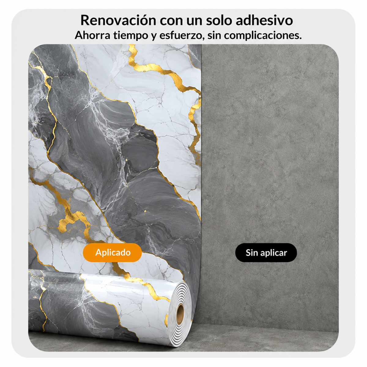 Rollo de mármol adhesivo T1 Gris Aureo - 1.20 x 2.40 Metros