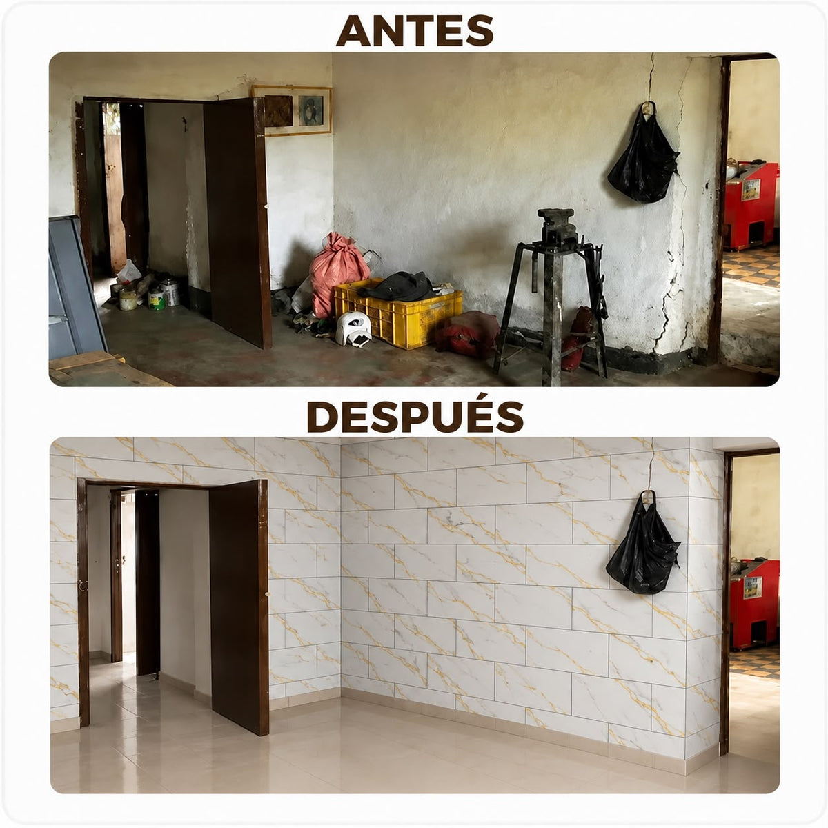 Panel Adhesivo Mármol Marfil Dorado 30cmx60cm x10 unidades