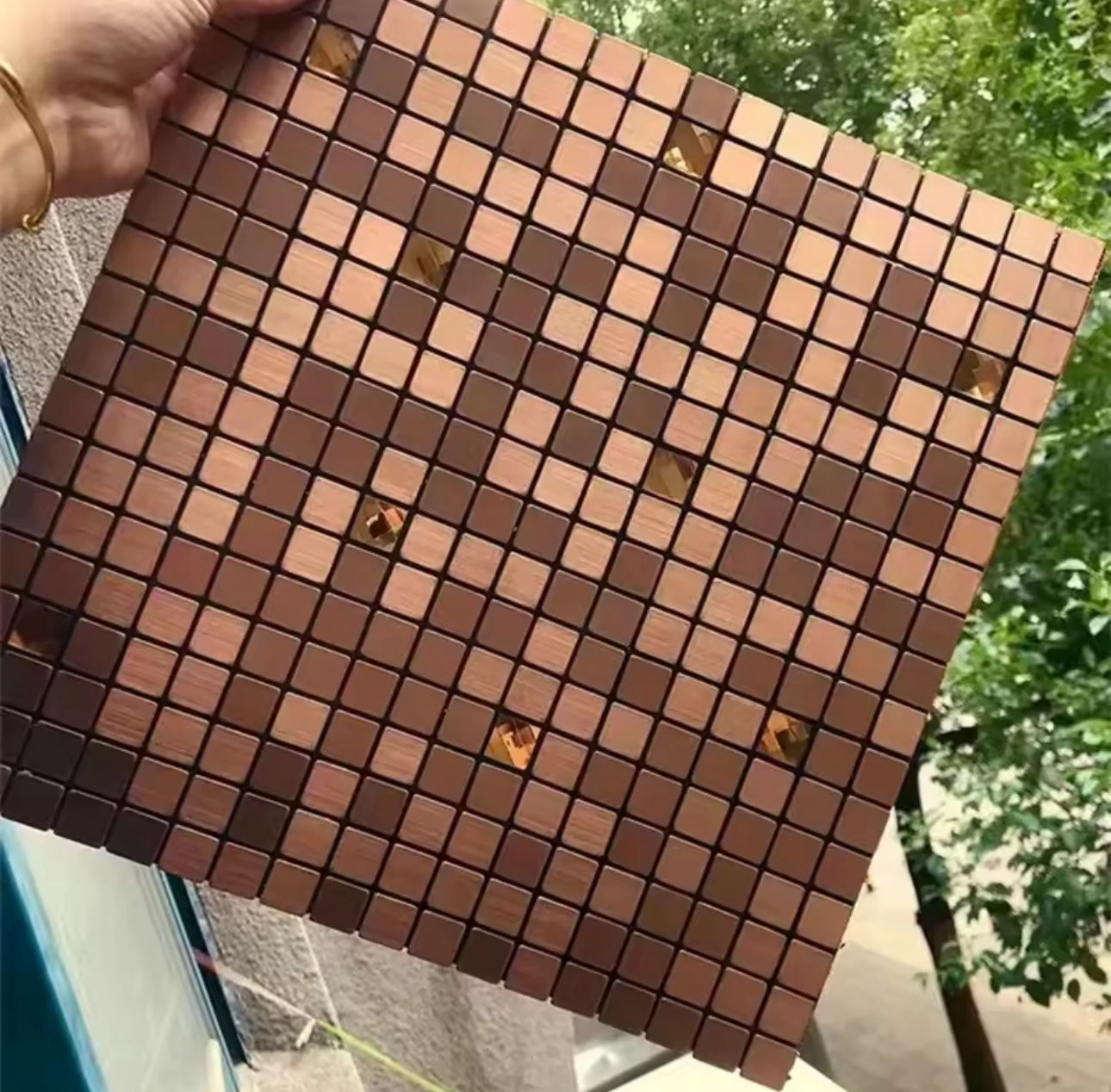 Mosaico Adhesivo Cenefa cobre