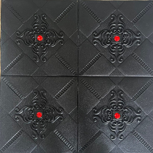 Panel Adhesivos 3D Mosaico Negro Perla Roja 70x70