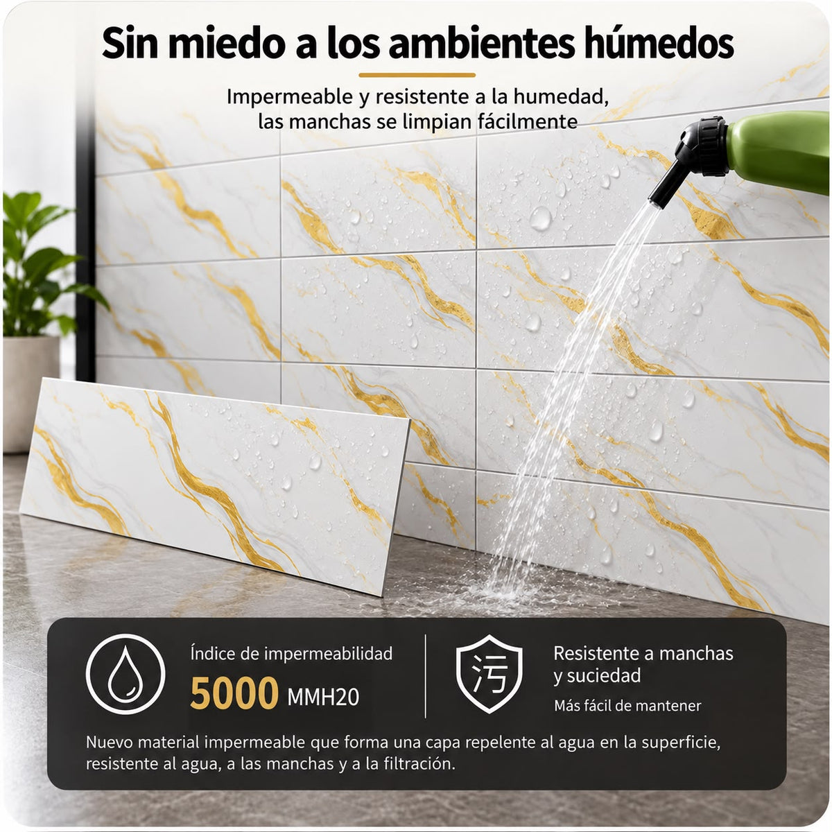 Panel Adhesivo Mármol F001 30cmx60cm x10 unidades