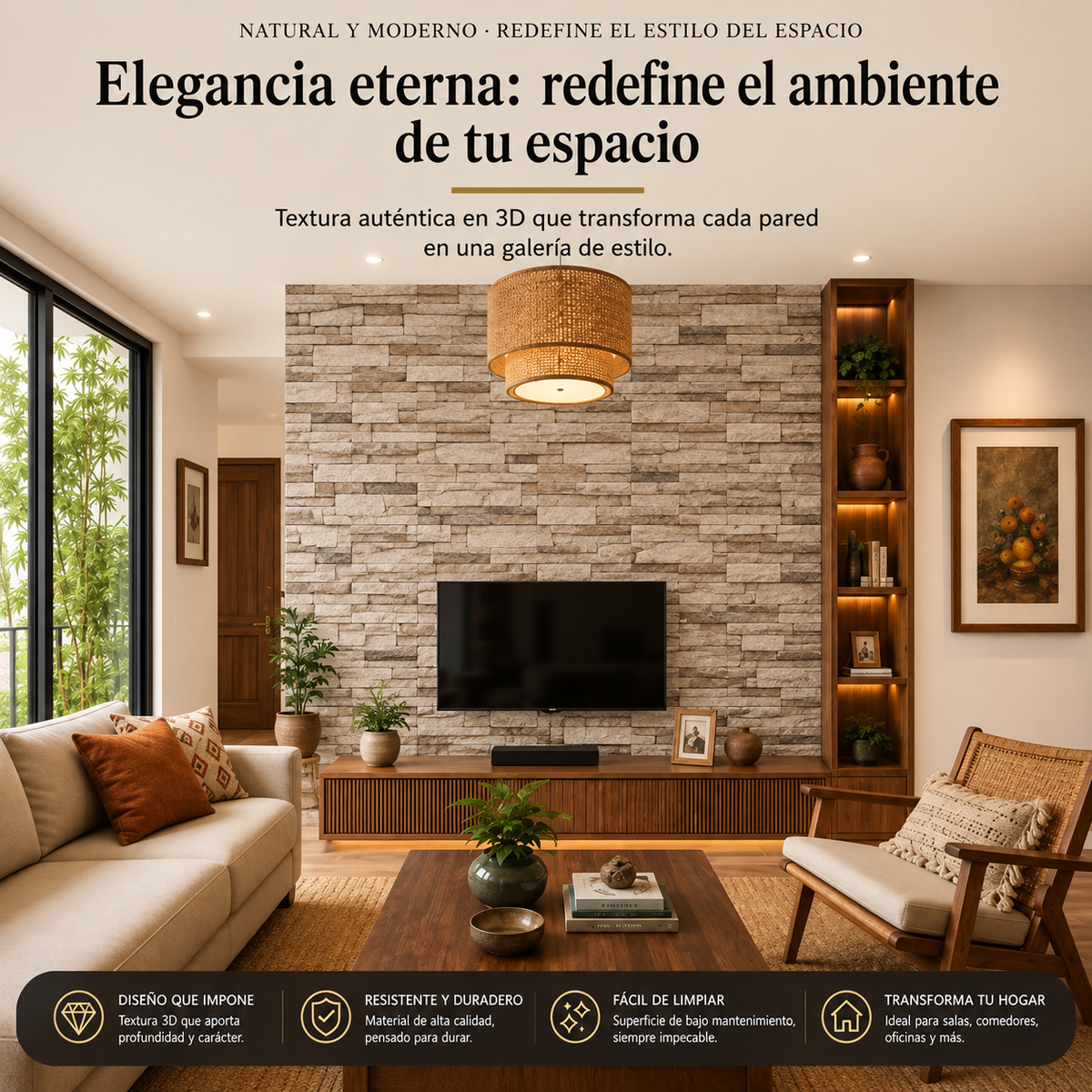 Panel Adhesivo lajas marrón claro 70x70