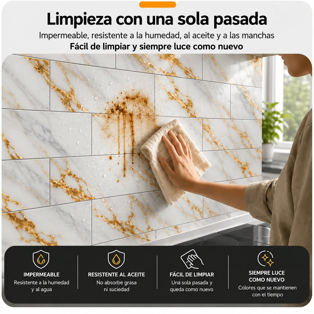 Panel Adhesivo Mármol XBM-18 30cmx60cm x10 unidades