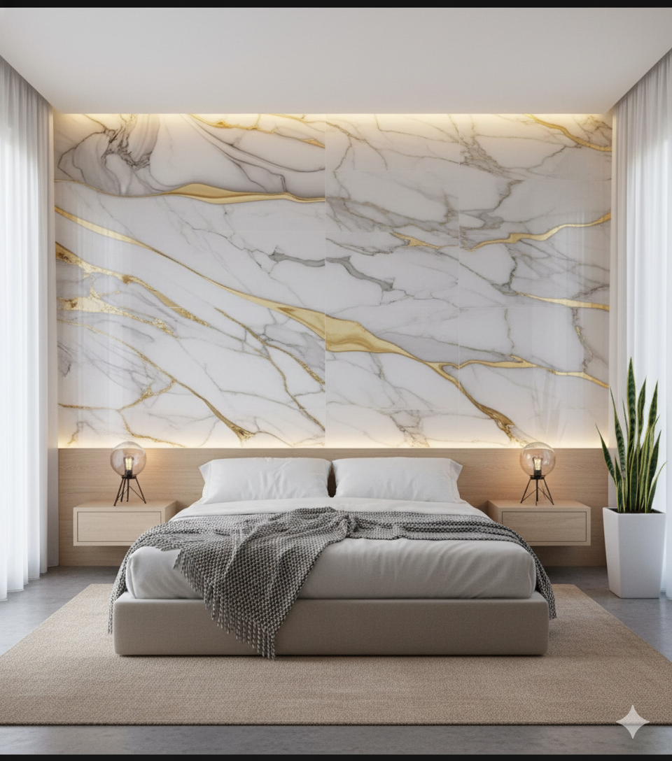 Panel Adhesivo Mármol Marfil Dorado x10 unidades