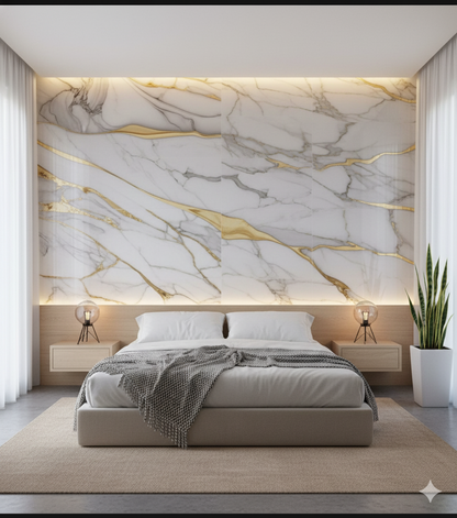 Panel Adhesivo Mármol Marfil Dorado x10 unidades