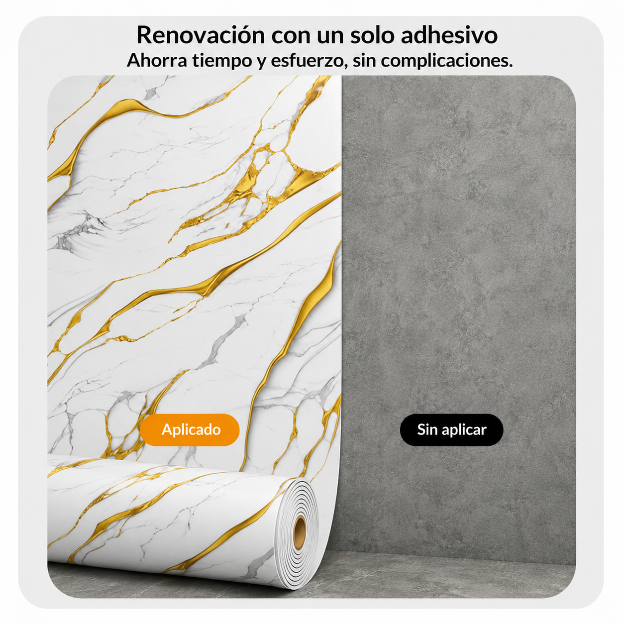 Rollo de mármol adhesivo Blanco de Lujo UVS-6 - 1.20 x 2.40 Metros