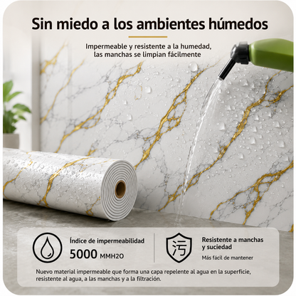 Rollo de mármol adhesivo gota de agua plata - : 1.20 x 2.40 Metros