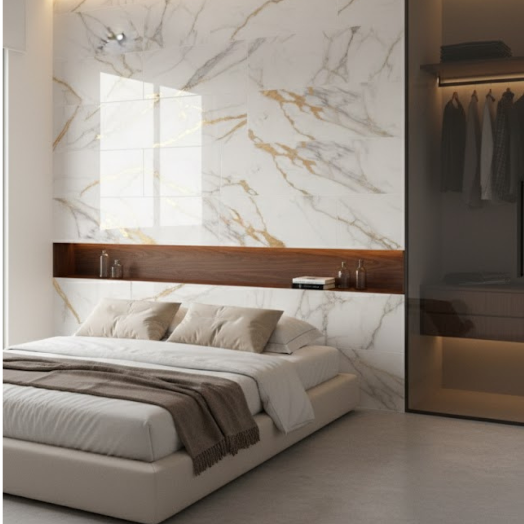 Panel Adhesivo Mármol  Blanco con Vetas Oro  x10 unidades